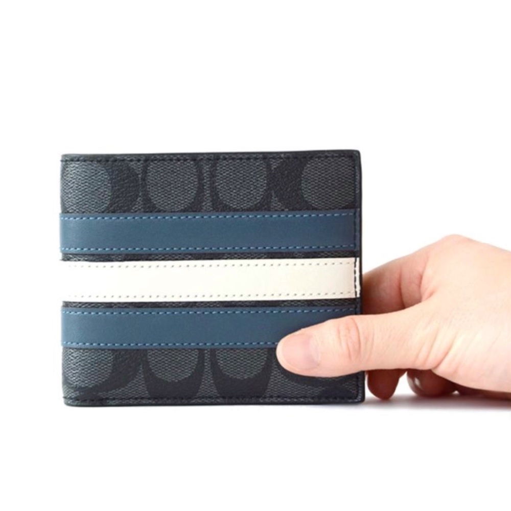 Coach 3-in-1 Calf Leather Varsity Stripe Wallet - Picture 3 of 5